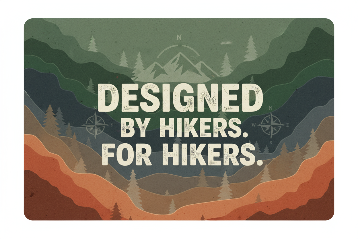 Write the following "Designed By Hikers. For Hikers"